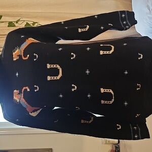 Vintage Wool Glam Horse Sweater With Cowl Neck